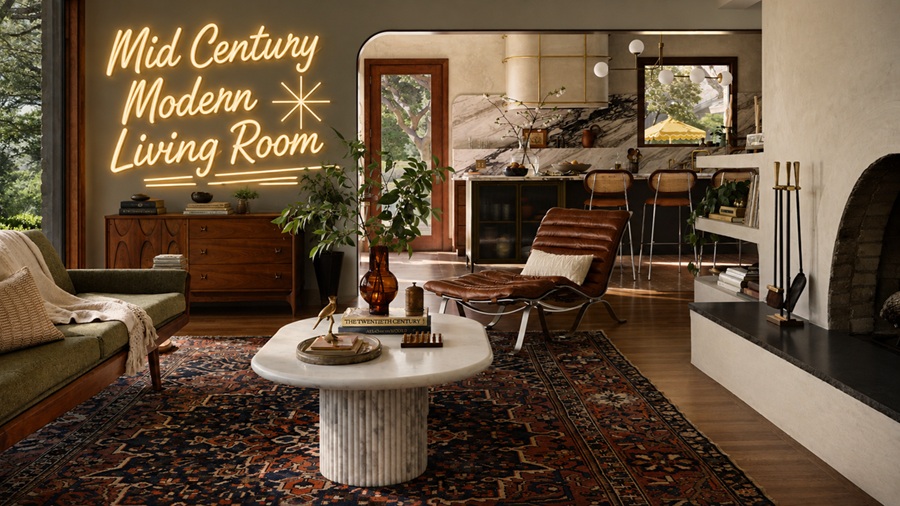 mid century modern living room